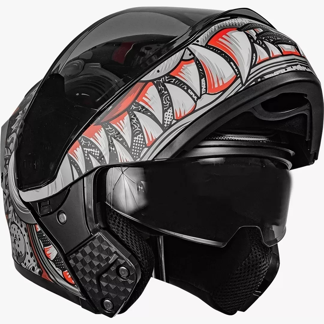 Casco Kov Abatible Con Luz Led Stelar Gafas Dot + Regalo