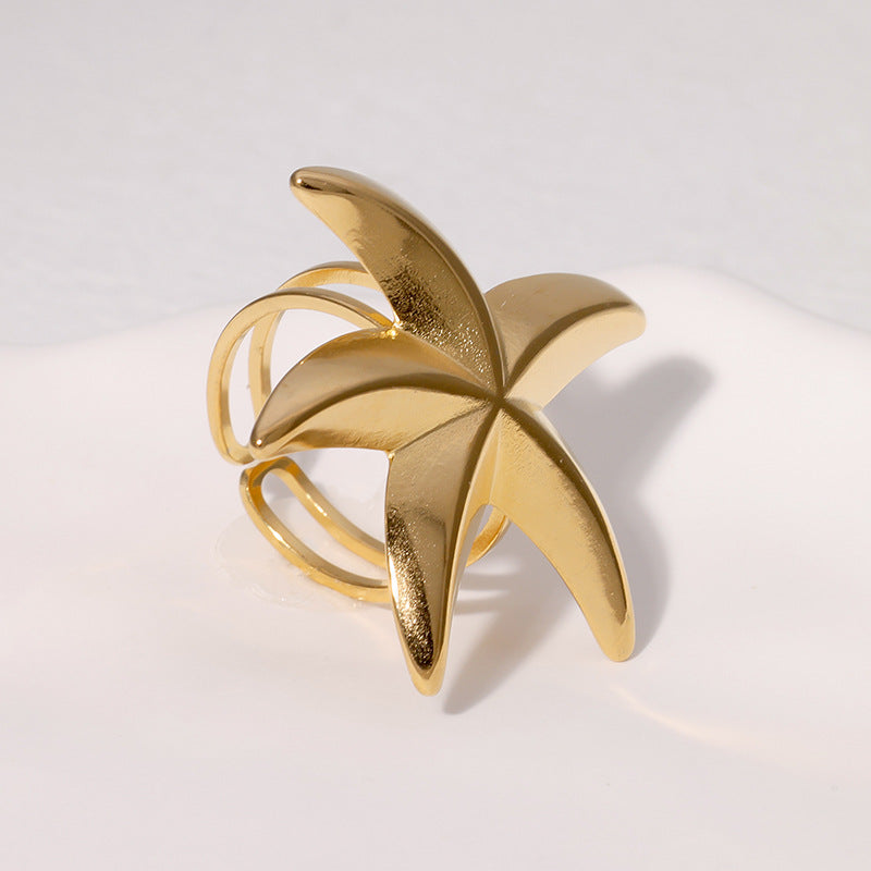Simple And Cool Starfish Ring Beach Holiday Style Personality Niche All-Match Stainless Steel Ring For Women
