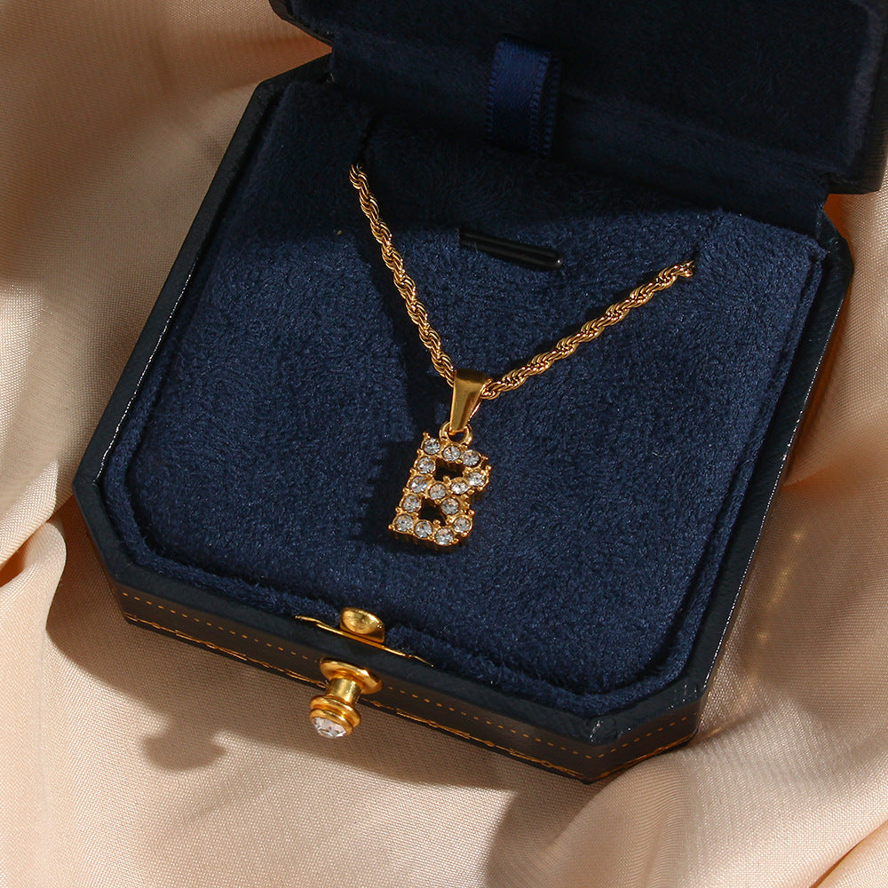 Fashion Round Number Text Letter Stainless Steel 18K Gold Plated Necklaces