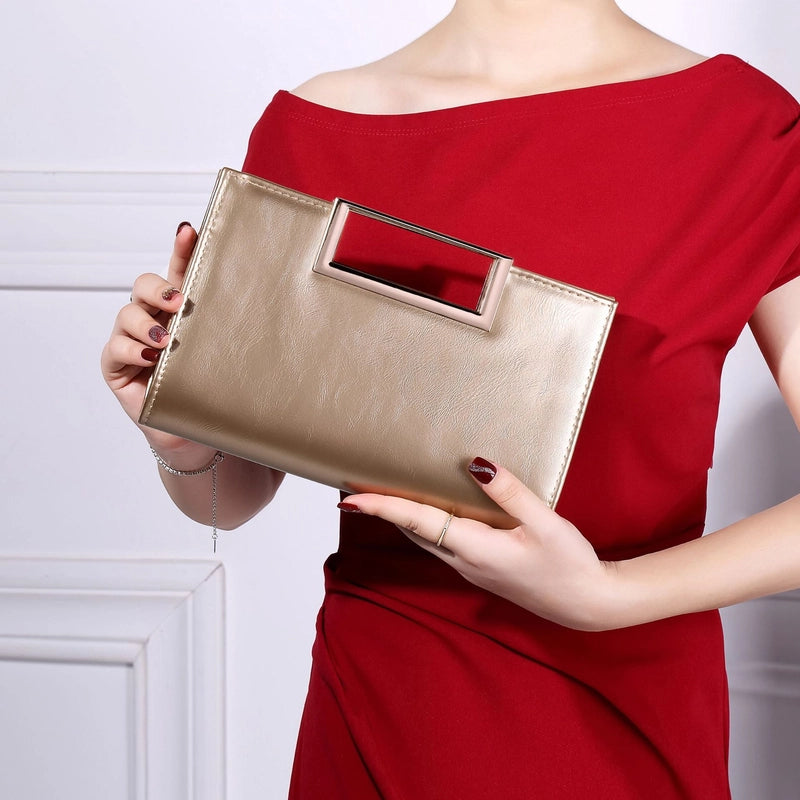 New PU Women Hand Bag Simple Square Buckle Hardware Hand Crosbody Bag