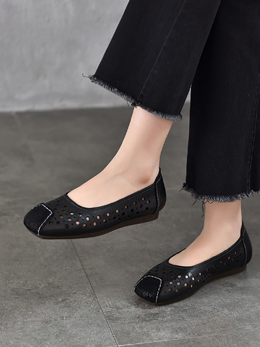 Women Summer Vintage Dot Hollow Out Shoes