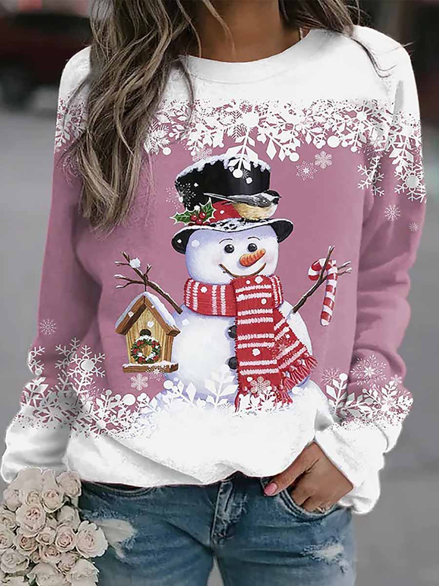 Christmas snowman print loose sweater(8 colors)