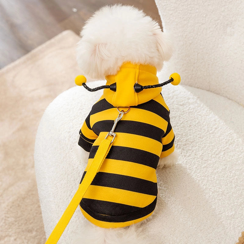 Cute Little Bee Autumn/winter Dog Sweatshirt Cat Two-leg Transformation Pet Teddy Warm Clothes