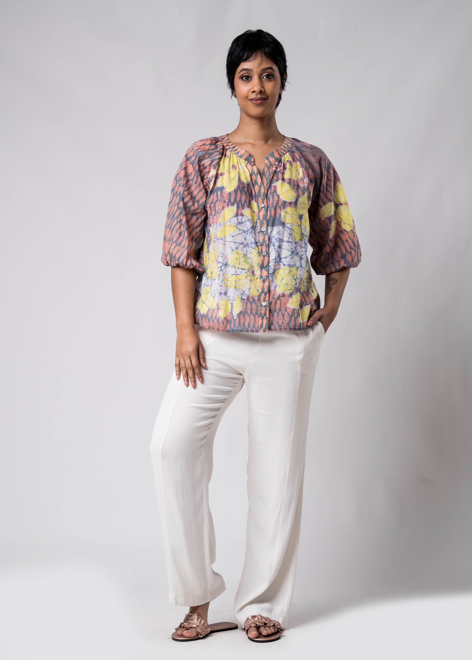 Batik Puff Sleeved Blouse