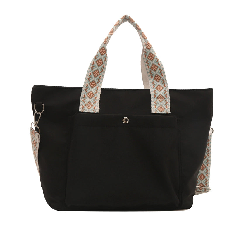 Women's Canvas Solid Color Classic Style Zipper Crossbody Bag