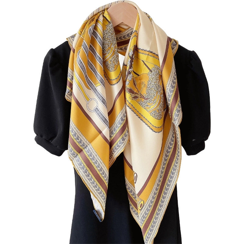 Women's Elegant Lady Printing Silk Twill Printing (Printing) Silk Scarf