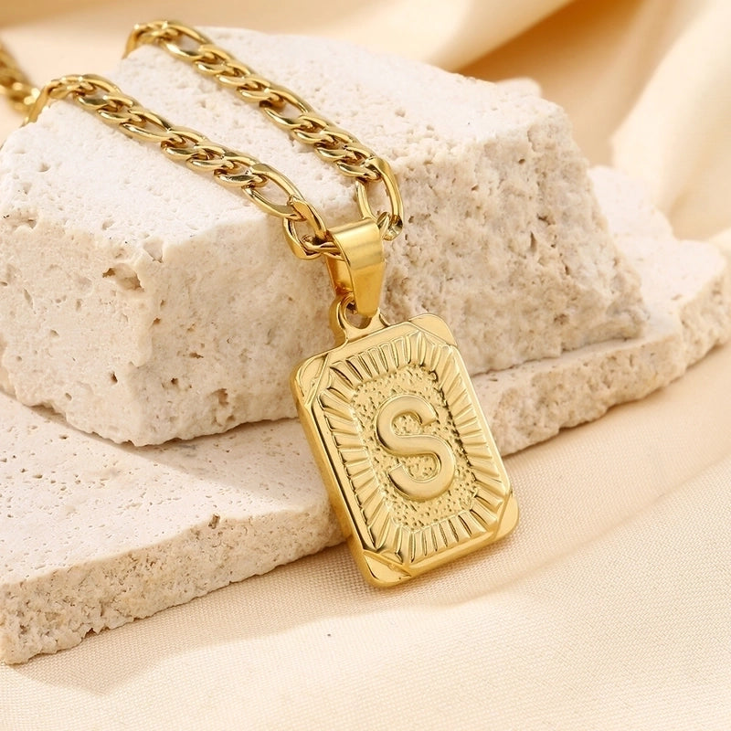 Casual Minimalist Letter 304 Stainless Steel 18K Gold Plated Pendant Necklace