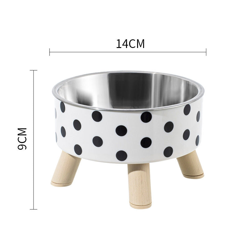 Minimalist Classic Style PP Stainless Steel Polka Dots Checkered Pet Tableware