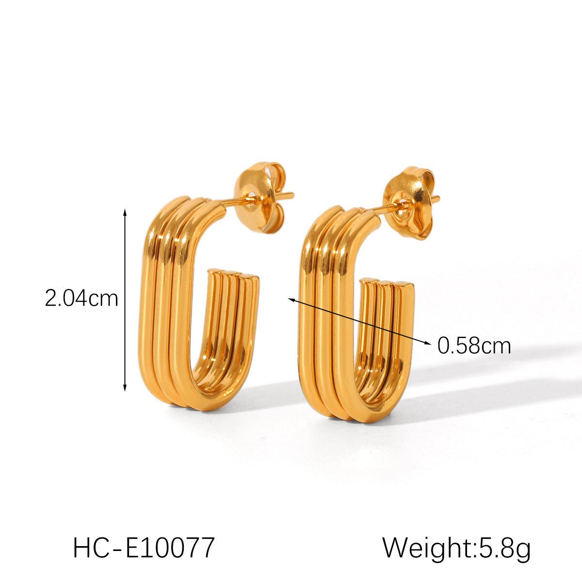 Ins Style Multi-Layer Titanium Steel Earrings 18K Gold Stainless Steel Linear Earrings Personality All-Match Earrings For Women