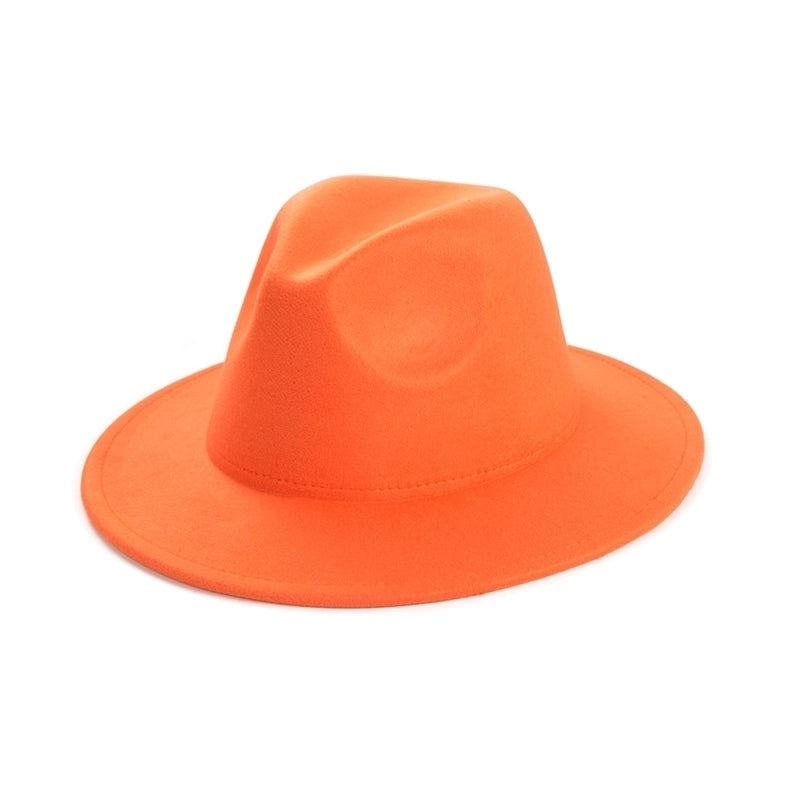 Unisex Elegant Solid Color Big Eaves Fedora Hat