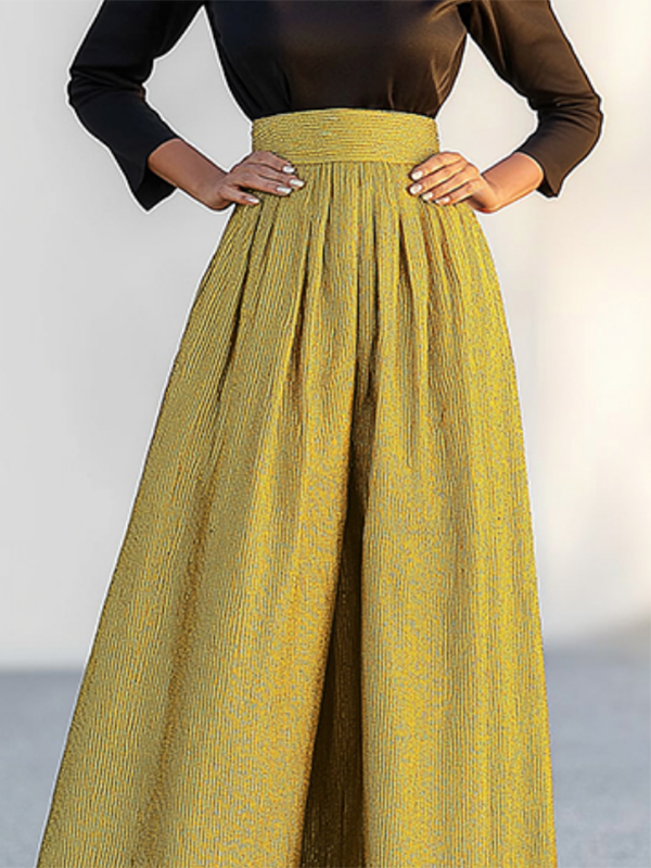 Loose Wide Leg Solid Color Casual Pants Bottoms Trousers