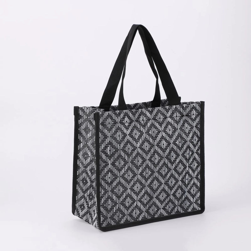 Women's PET PVC Geometric Argyle Classic Style Square Open Shoulder Bag Tote Bag