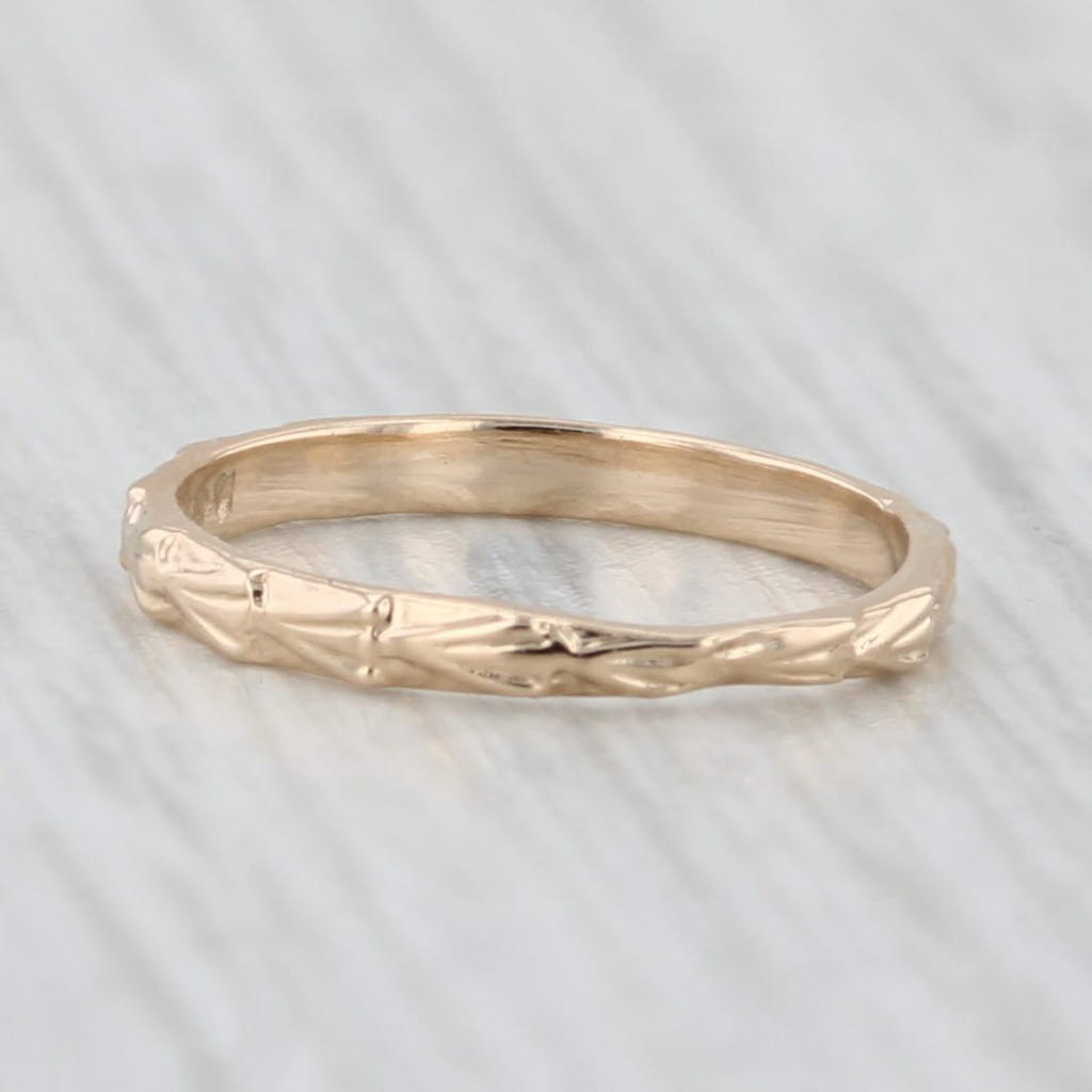 Floral Etched Baby Ring Small Size Vintage Band