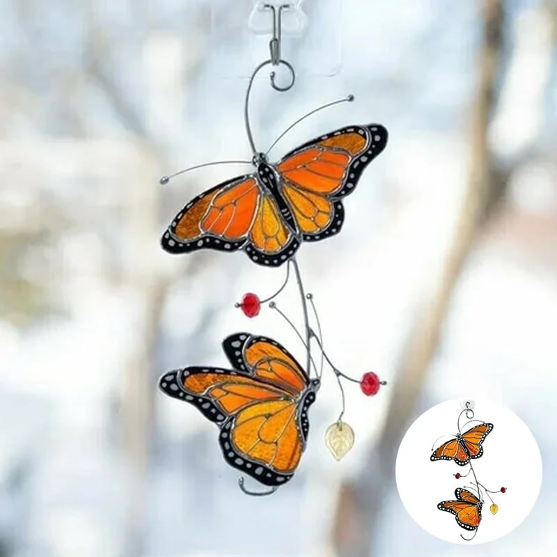 🔥 BIG SALE - 49% OFF 🔥🔥Stained Monarch Butterfly Glass Window Decor