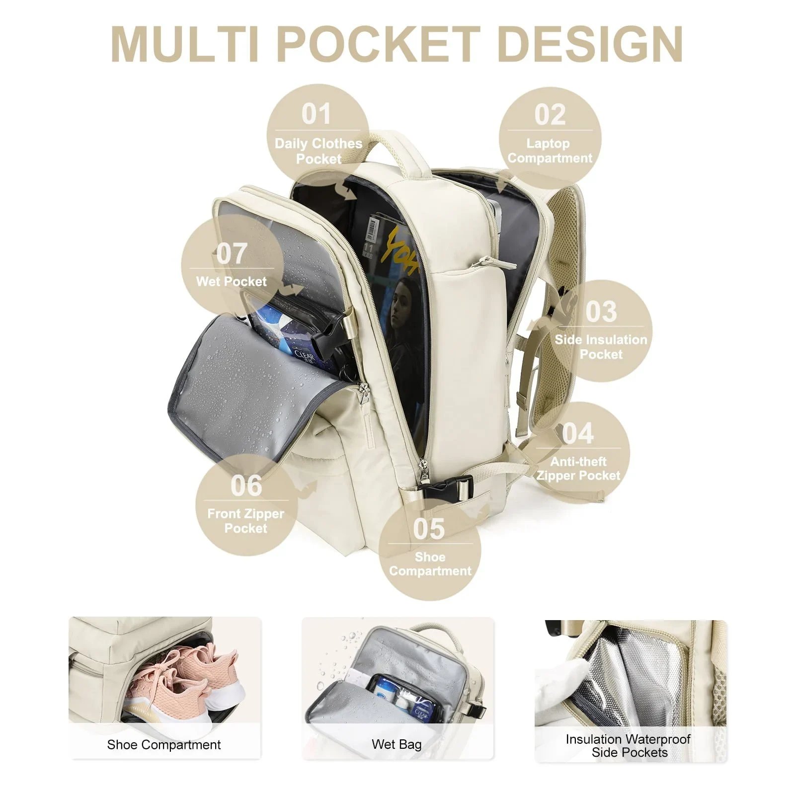 ⏰Large Travel Backpack Waterproof Hiking RucksackFREE SHIPPING