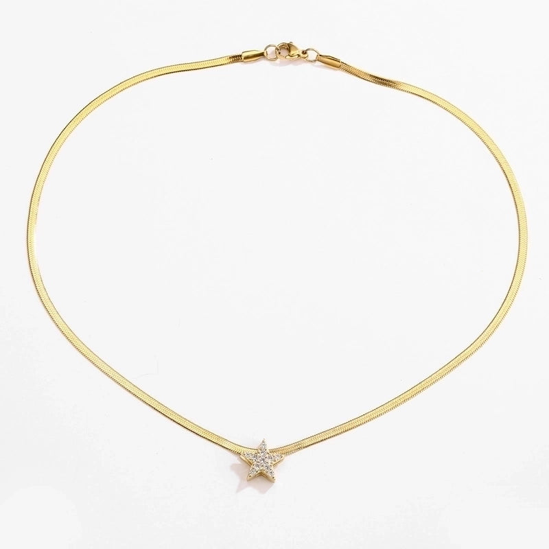 Fashion Heart Stainless Steel Copper Plating 18K Gold Plated Necklace