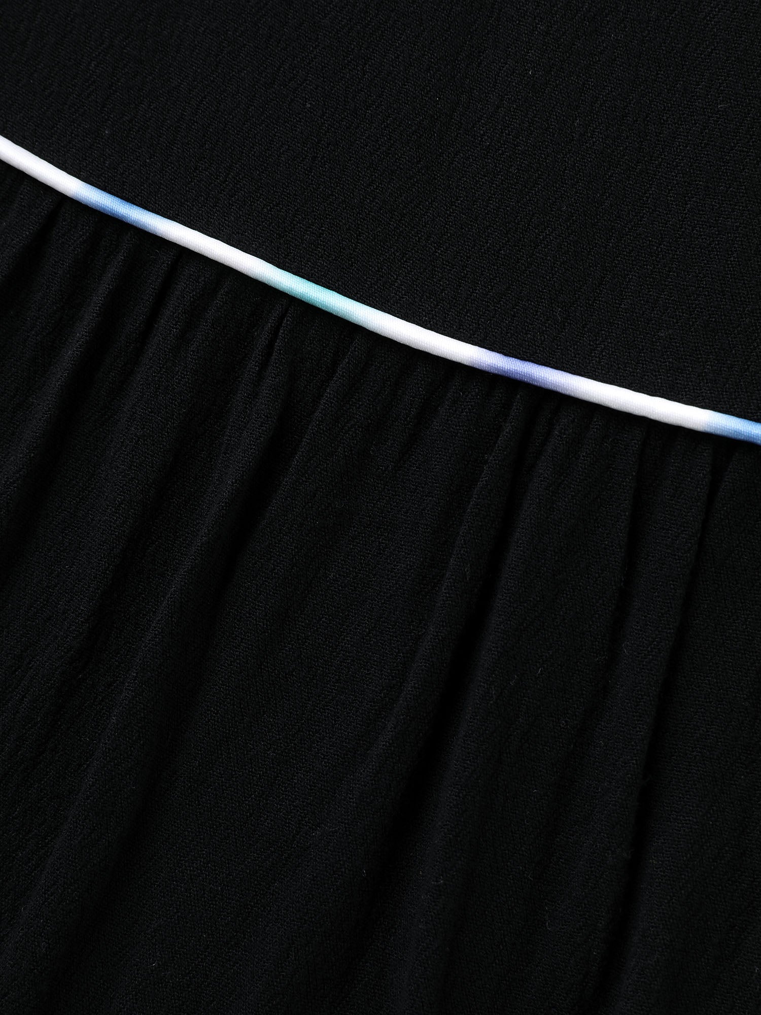 Textured Color Contrast Tassels Blouse