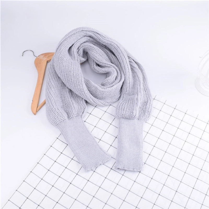 Autumn And Winter Wool Scarf Men And Women's Long Neck Shawl With Sleeves Knitted Scarf