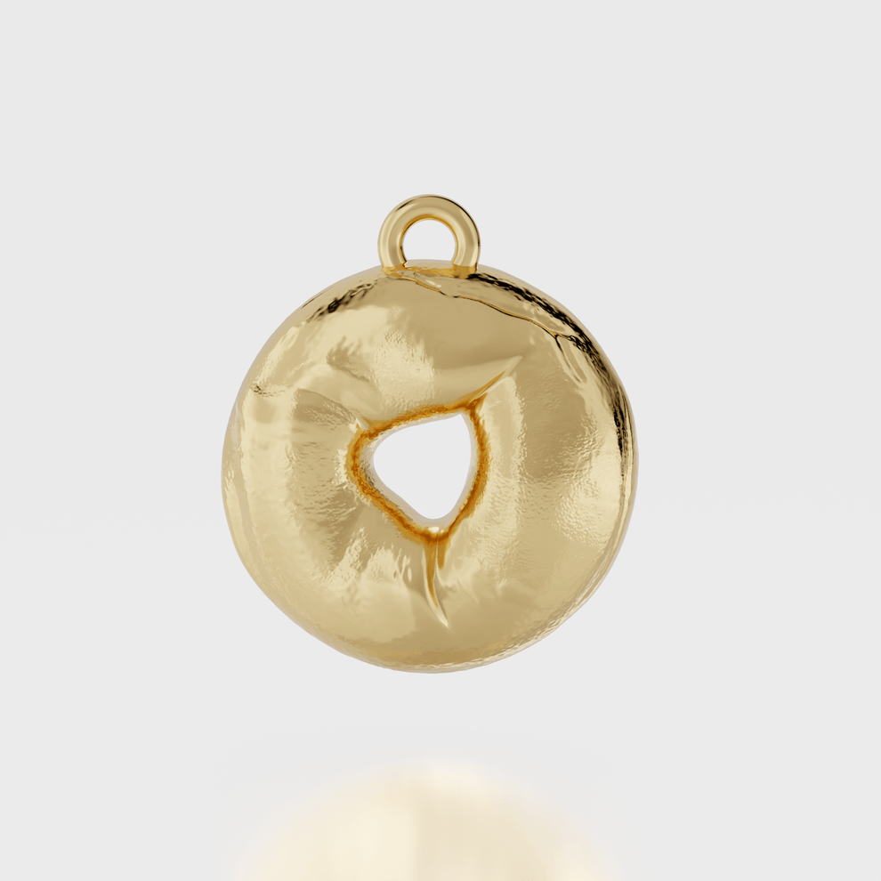 Bagel Charm Necklace - 14k Gold. Gold Vermeil or Sterling Silver