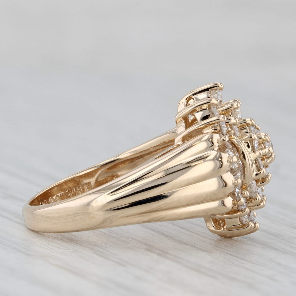 1ctw Diamond Cluster Ring 14k Yellow Gold Size 5