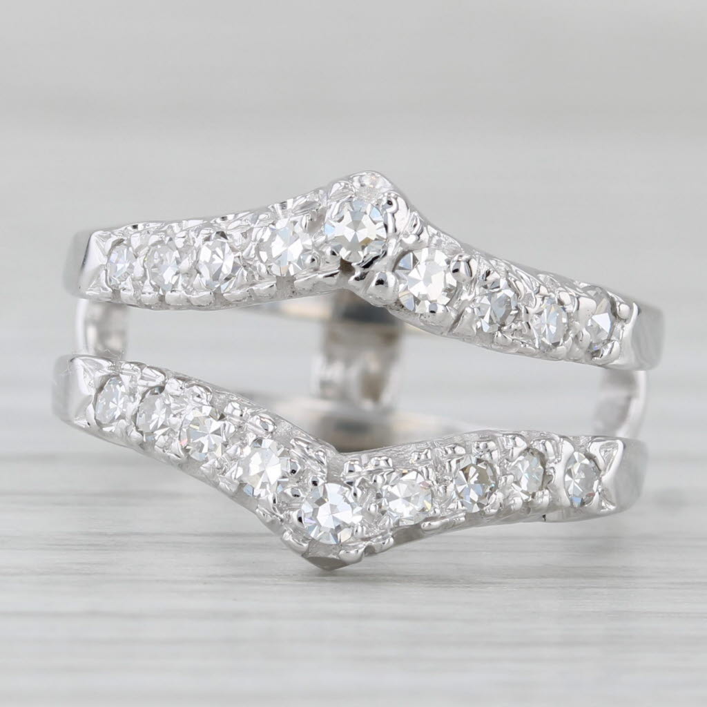 0.35ctw Diamond Ring Jacket Guard Wedding Band Bridal 14k White Gold Size 6.5
