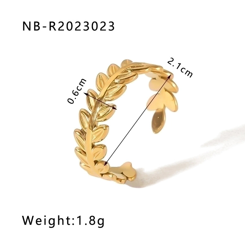 Stainless Steel 18K Gold Plated IG Style Basic Minimalist Plating Four Leaf Clover Heart Shape Flower Open Rings