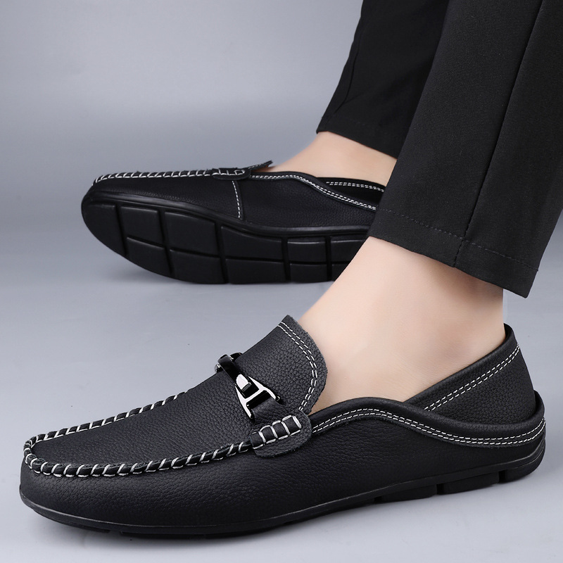 Gptsolvy New Men's Loafers Handmade Leather Shoes Men Tennis Casual Driving Flats Slip-On Boat Shoes Plus Size 48 49 Mokassin Lazy Shoes