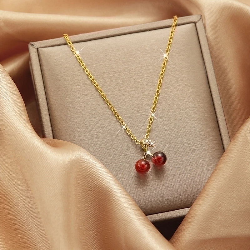 3 Pieces Lady Heart Shape Flower Titanium Steel Plating Inlay Zircon Gold Plated Pendant Necklace