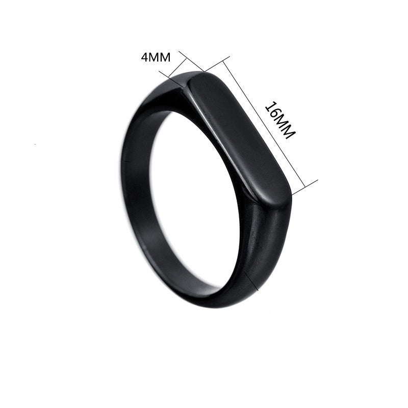 Hip-Hop Retro Solid Color Titanium Steel Plating Rings