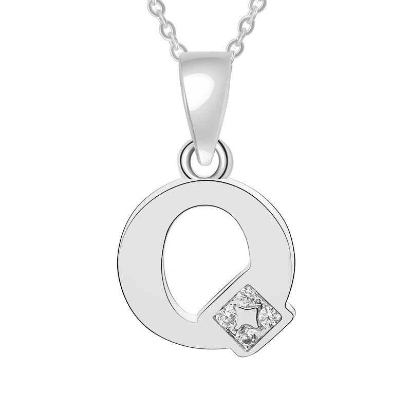 Minimalist Letter Copper Plating Inlay Zircon Pendant Necklace