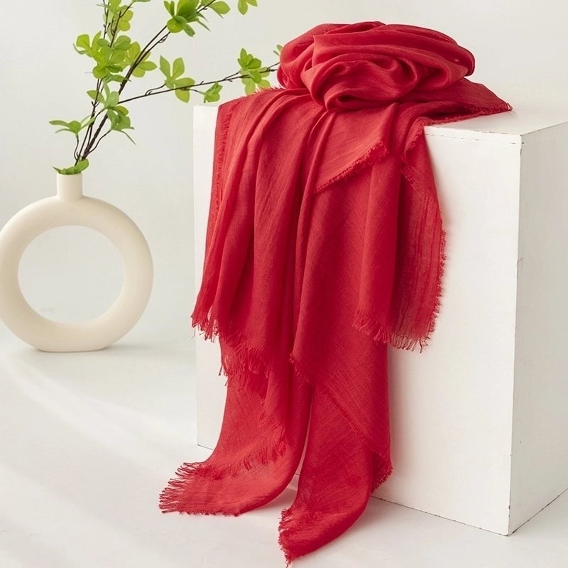 Women's Minimalist Solid Color Polyester Silk Scarf