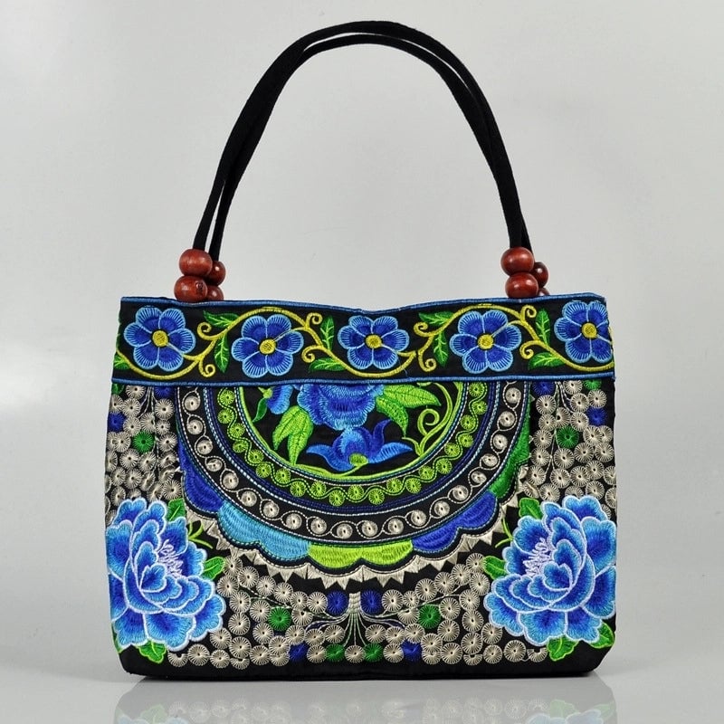 Women's Small Cotton Flower Classic Style Square Zipper Shoulder Bag