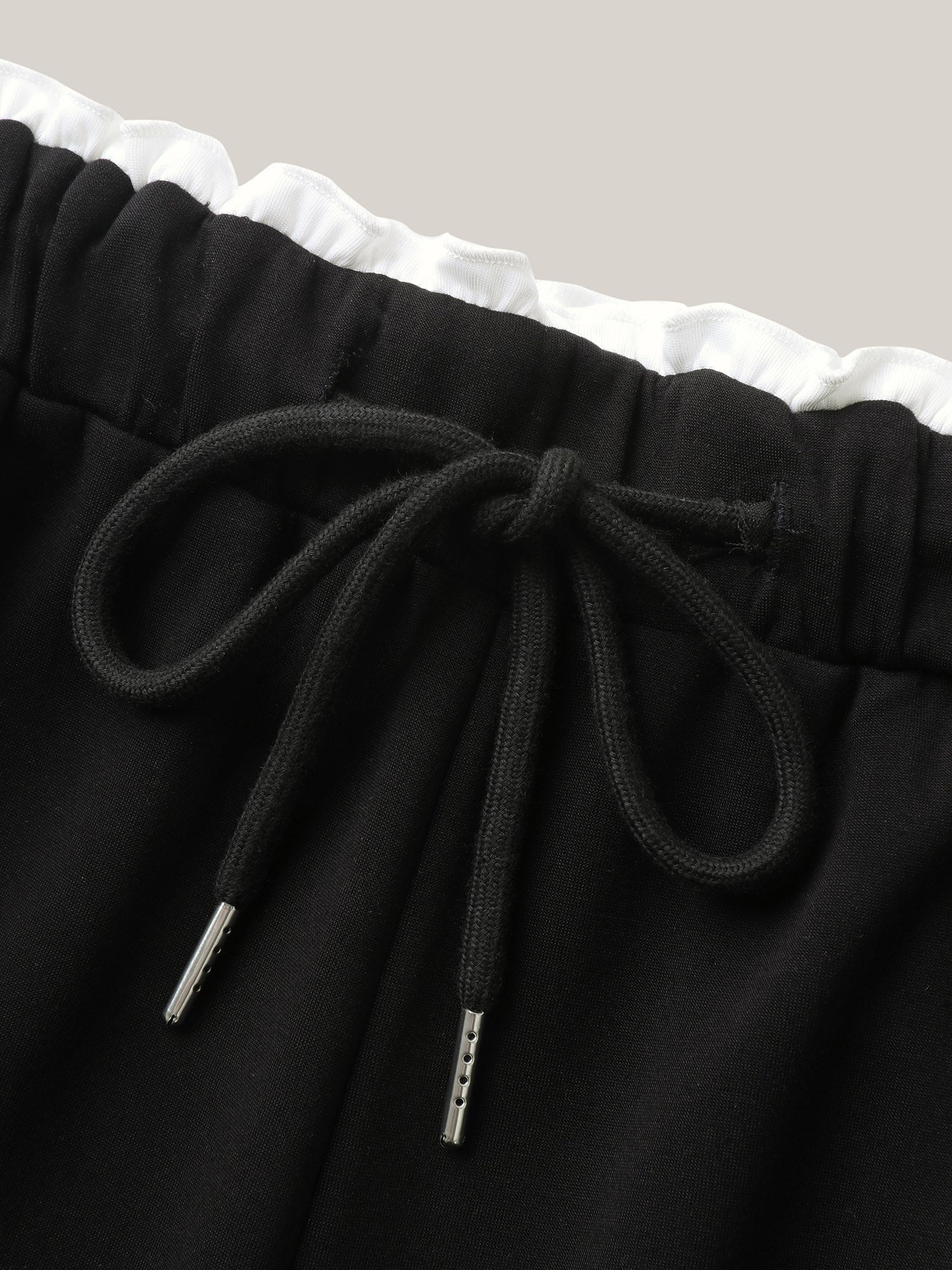 Contrast Lines Drawstring Wide-Leg Pants