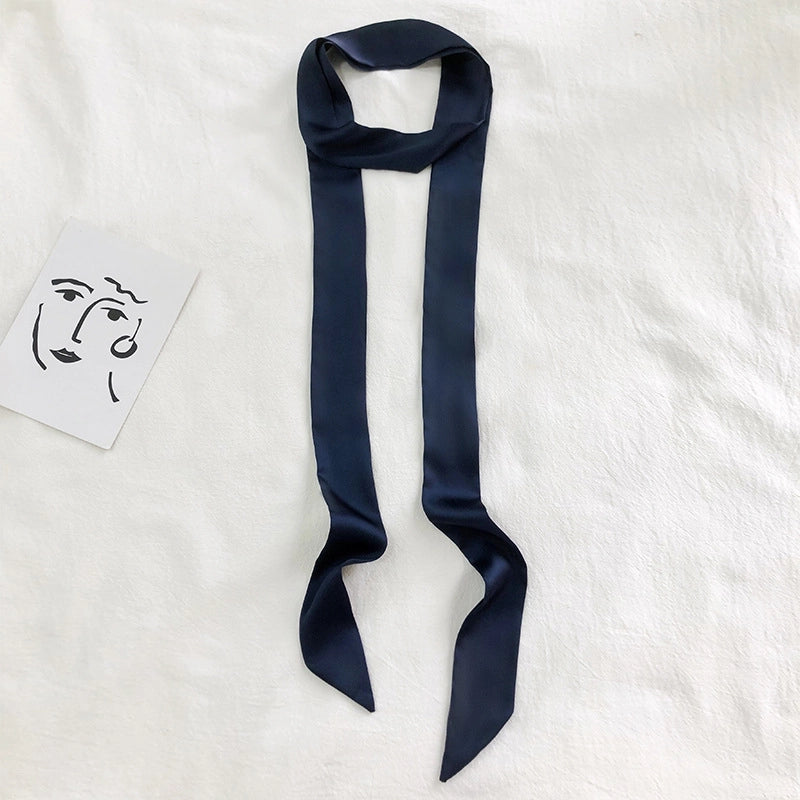 Solid Color Slender Narrow Silk Scarf Ribbon Tie Bag Handle Silk Scarf Tie Hair Small Ribbon Decoration Scarf Hair Belt Scarf