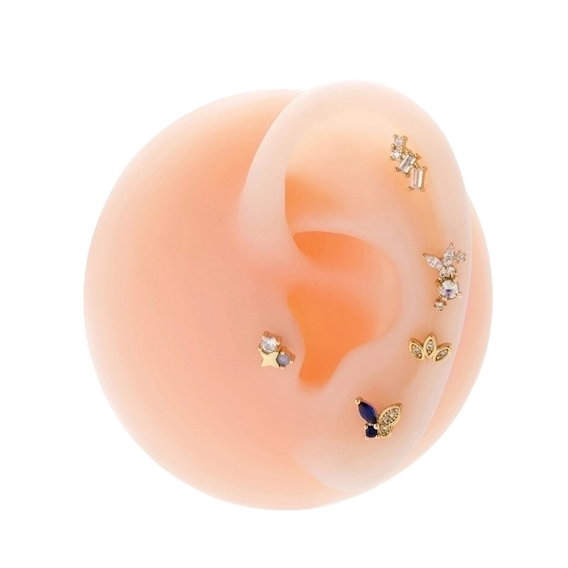 1 Piece Ear Cartilage Rings & Studs IG Style French Style Minimalist Star Flower Butterfly Copper Inlay Zircon