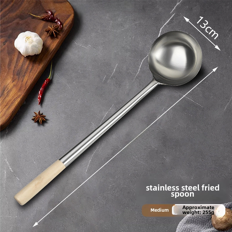 Stainless Steel Spatula Hotel Chef Special Cooking Spoon Home Cooking Spoon Long Handle Large Commercial Porridge Spoon Serving Spoon