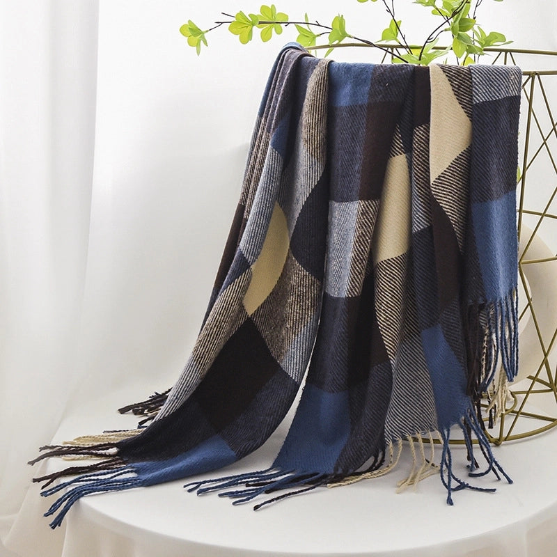 Unisex Retro Classic Style Lattice Polyester Scarf