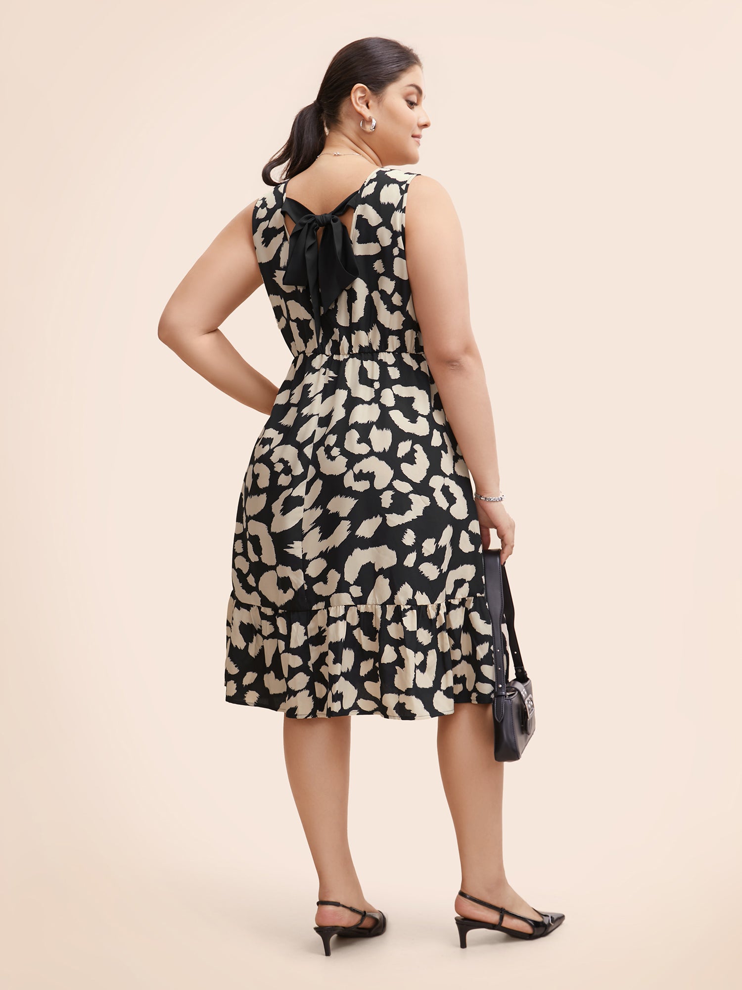 Leopard Print Back Tie Knot Tank Dress