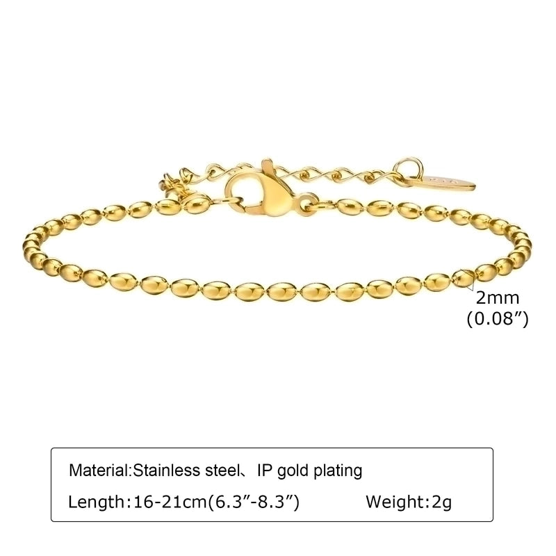 Minimalist Solid Color Stainless Steel Gold Plated Bracelets In Bulk