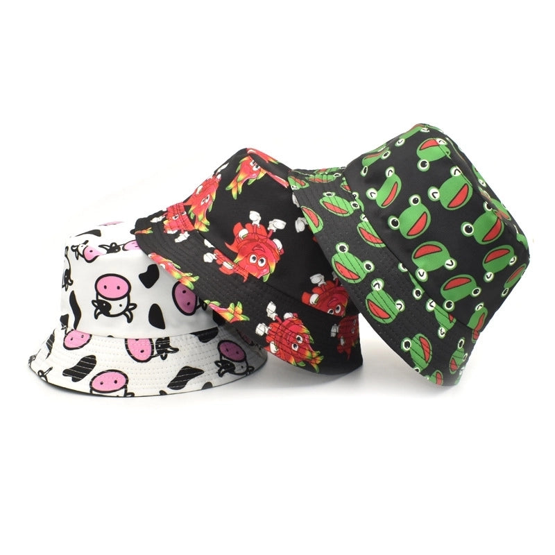 Unisex Casual Minimalist Animal Fruit Printing Wide Eaves Bucket Hat
