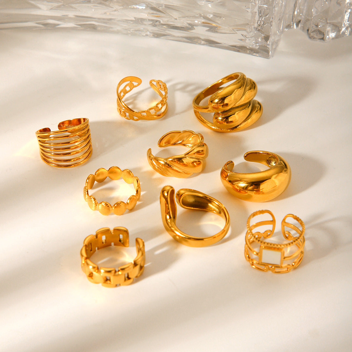 Processing Custom Hand Jewelry Geometric Stainless Steel Open Ring Female Titanium Steel Ring