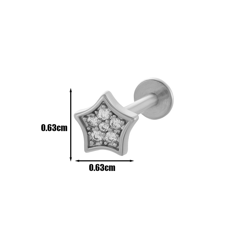 1 Piece Lip Rings Cool Style Pentagram Flower Butterfly 316L Stainless Steel  Copper Plating Inlay Zircon