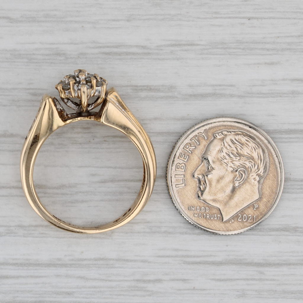 0.25ctw Diamond Cluster Engagement Ring 10k Yellow Gold Size 6