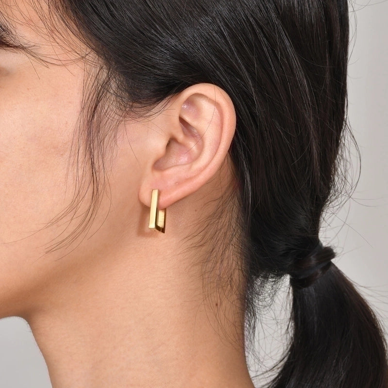 1 Pair Minimalist Geometric Plating 201 Stainless Steel Gold Plated Hoop Earrings