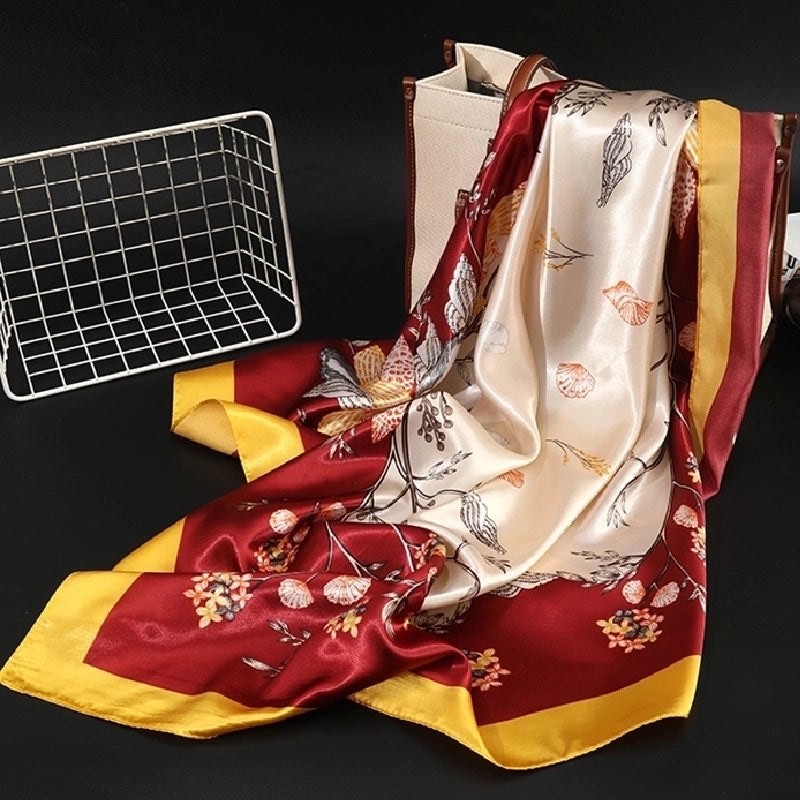 Spring Artificial Silk Women's Satin Scarf Printed All-matching Scarf 90 Large Kerchief Mother's Day Gift