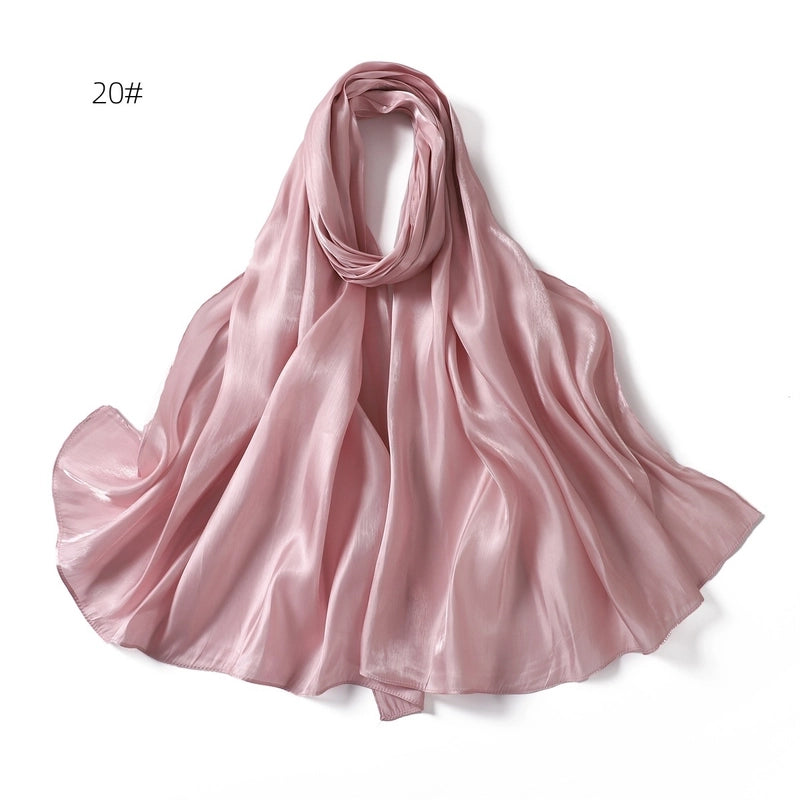 Spring And Summer New Thin Soft Shiny Satin Scarf Female Malay Indonesian Long Scarf Scarf Sun Protection Shawl