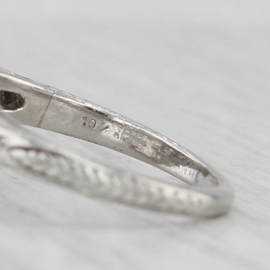 Vintage 0.27ctw Old European Cut Diamond Ring Platinum Art Deco Engagement Sz 4