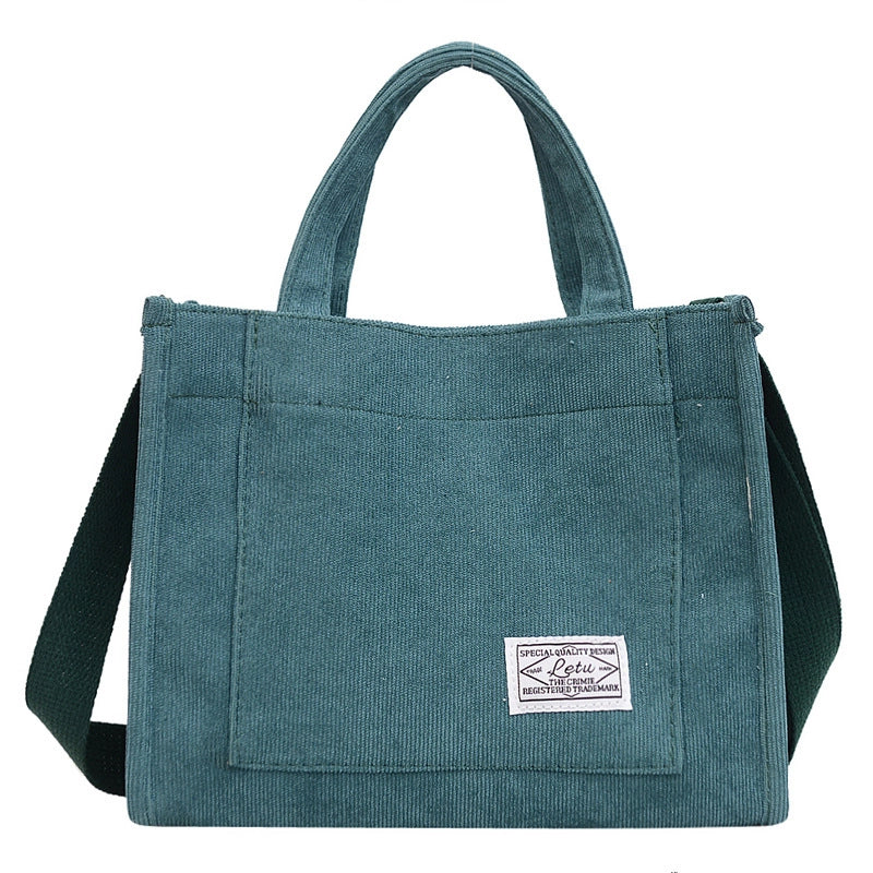 Women's Medium Corduroy Solid Color Streetwear Square Magnetic Buckle Shoulder Bag Handbag Crossbody Bag
