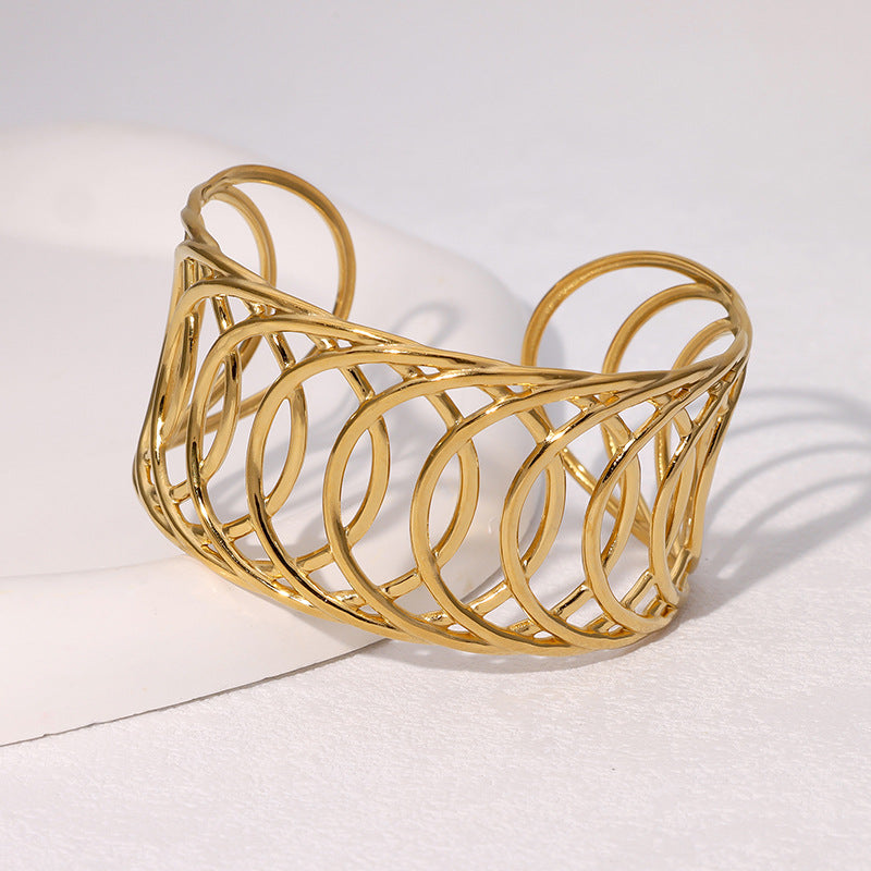 Geometric Hollow Line Cross Design Bracelet Simple Cold Style Ins Stainless Steel Bracelet Female