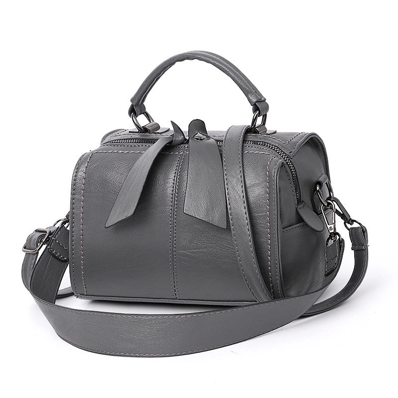 Women's Pu Leather Solid Color Vintage Style Square Zipper Handbag